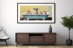 Animal Bathing Tub Modern Art Painting Canvas Print