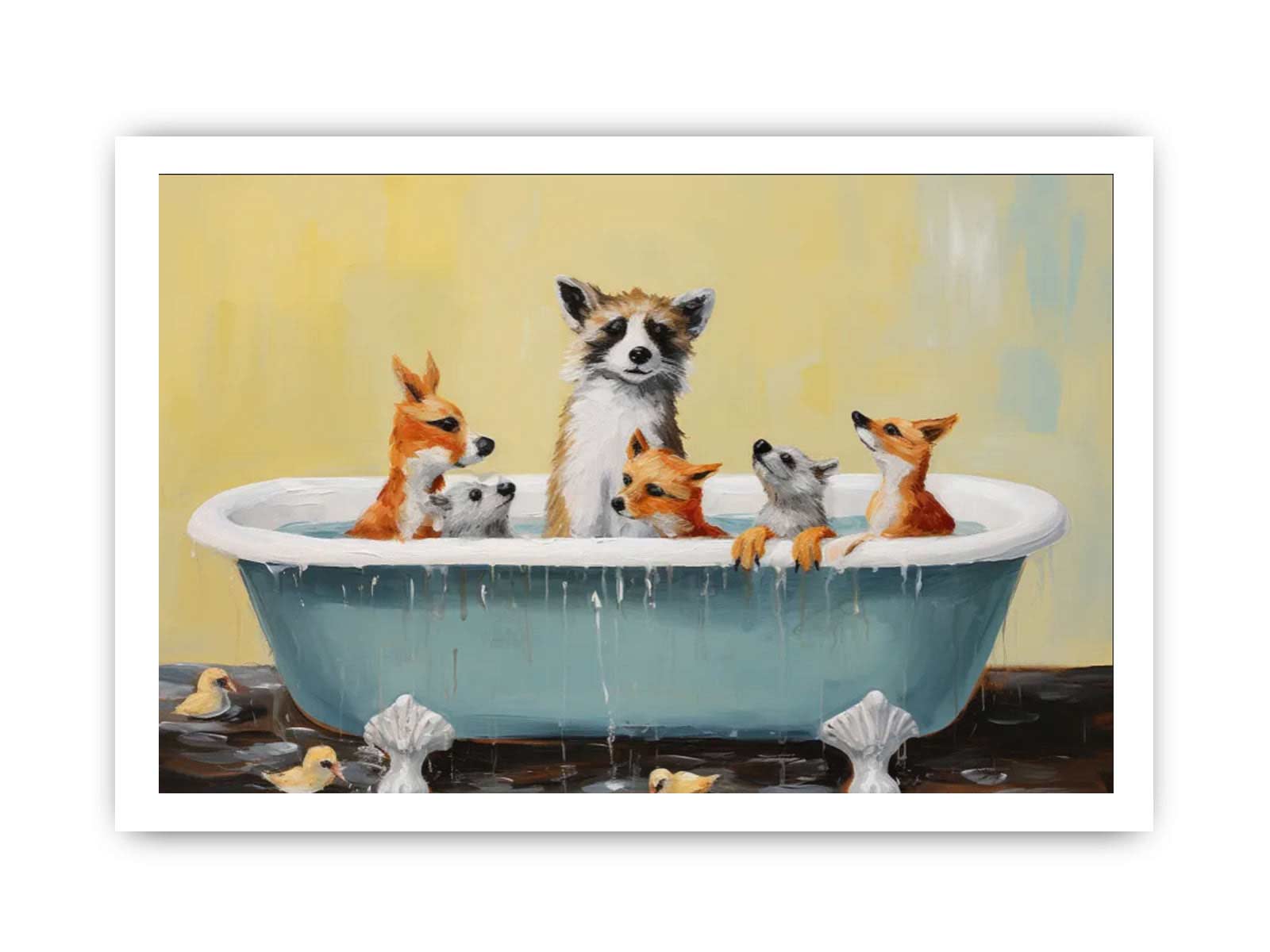 Animal Bathing Tub Modern Art Painting Canvas Print