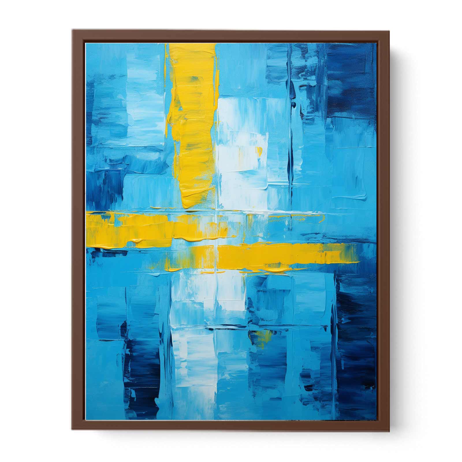 Abstract Blue Yellow palette knife painting