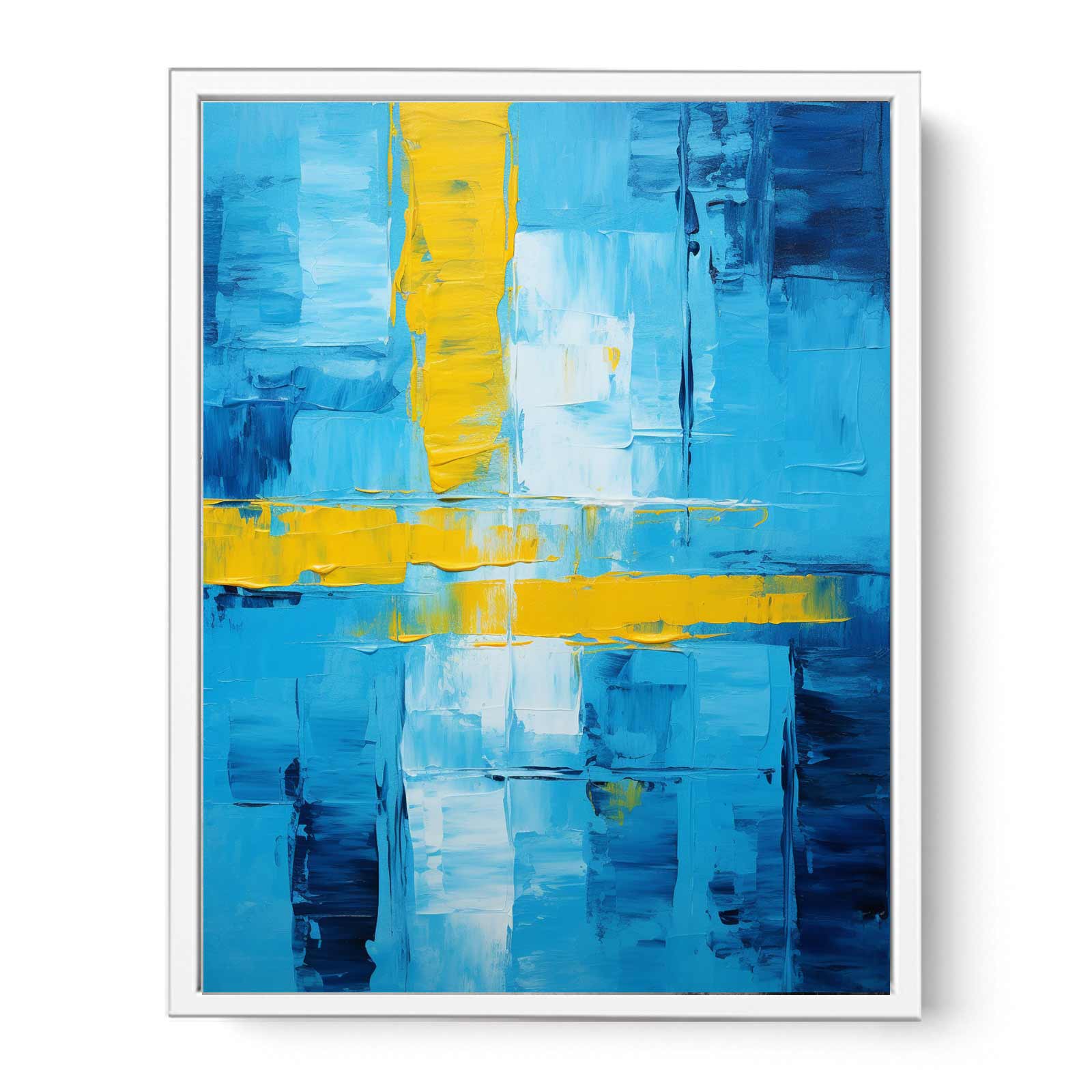 Abstract Blue Yellow palette knife painting