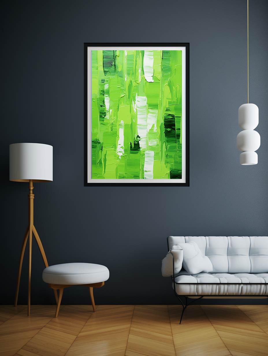 Abstract Green palette knife painting