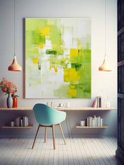 Abstract Painting Green Yellow Canvas Print