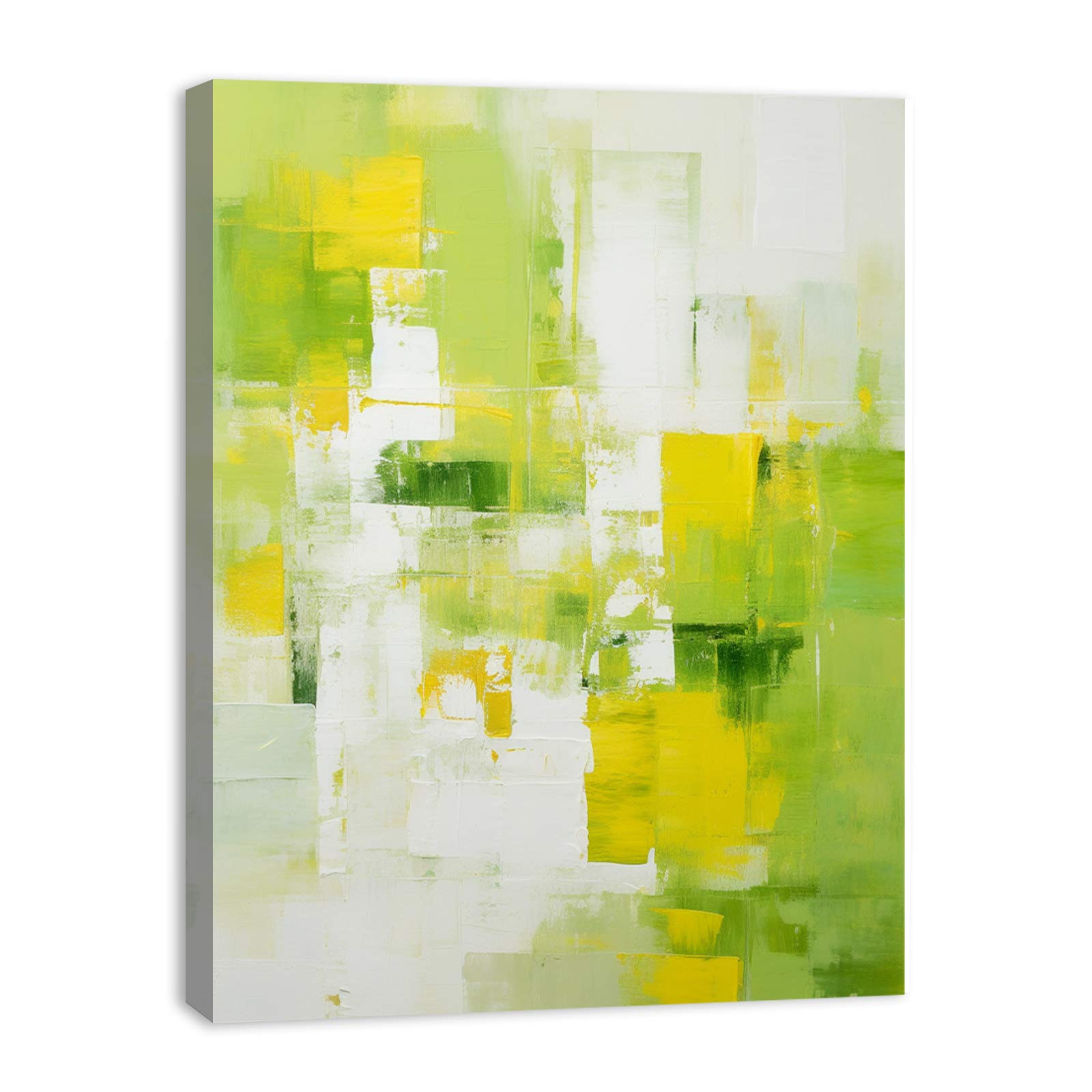 Abstract Painting Green Yellow Canvas Print