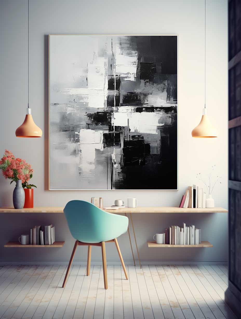 Abstract Black And Grey Painting Canvas Print