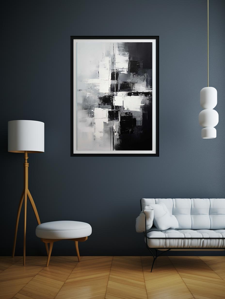 Abstract Black And Grey Painting Canvas Print
