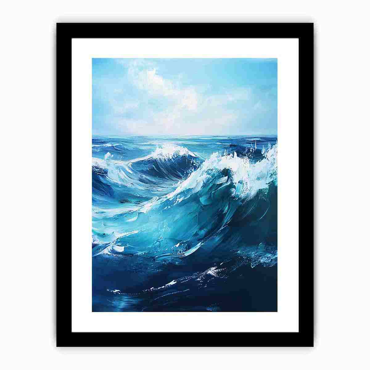 Blue Ocean  Waves Painting  Framed poster