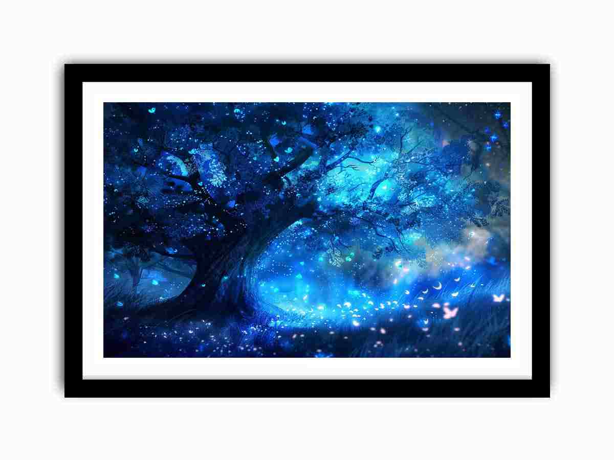 Fantasy Jungle Glaxy Painting   Framed poster