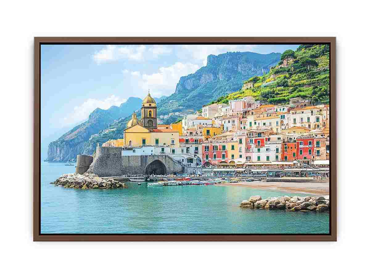 Campania Italy Beach Town  Painting  Art Print