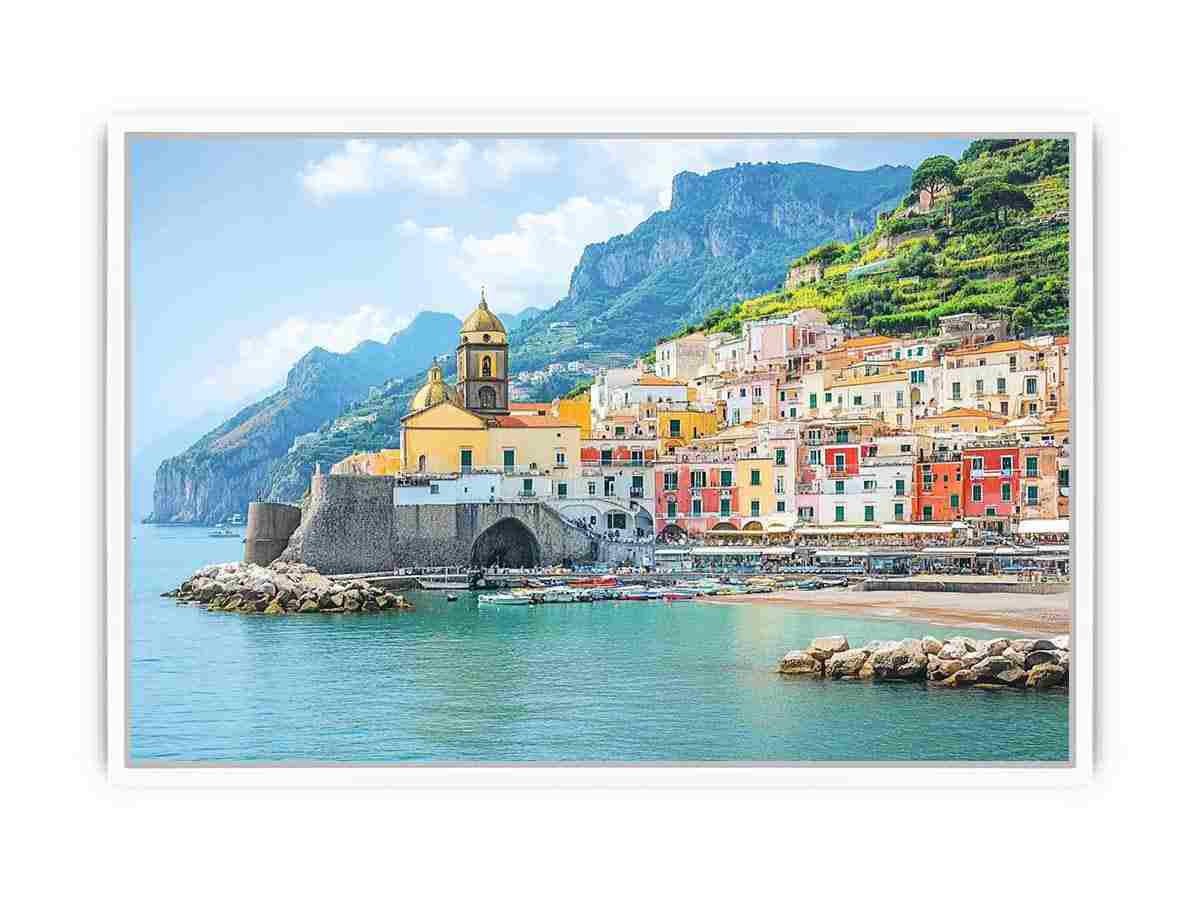 Campania Italy Beach Town  Painting   canvas print