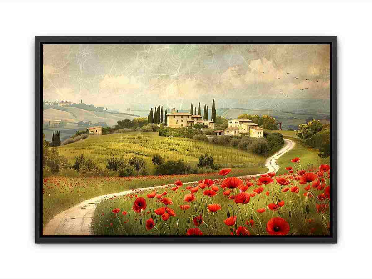 Red Poppies flower  House Valley Painting
