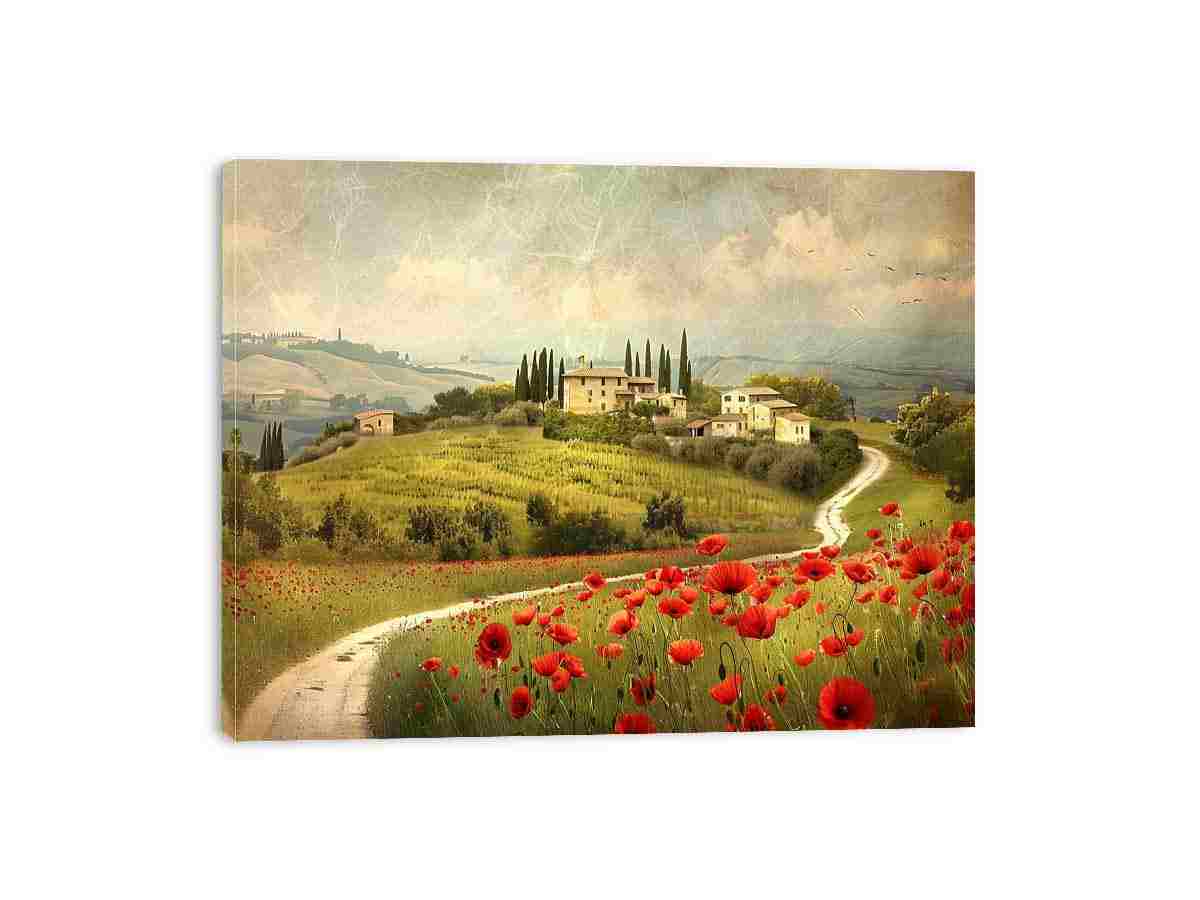 Red Poppies flower  House Valley Painting