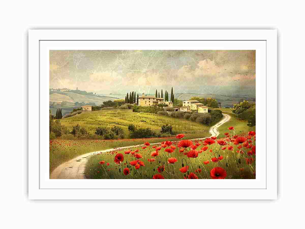 Red Poppies flower  House Valley Painting Painting