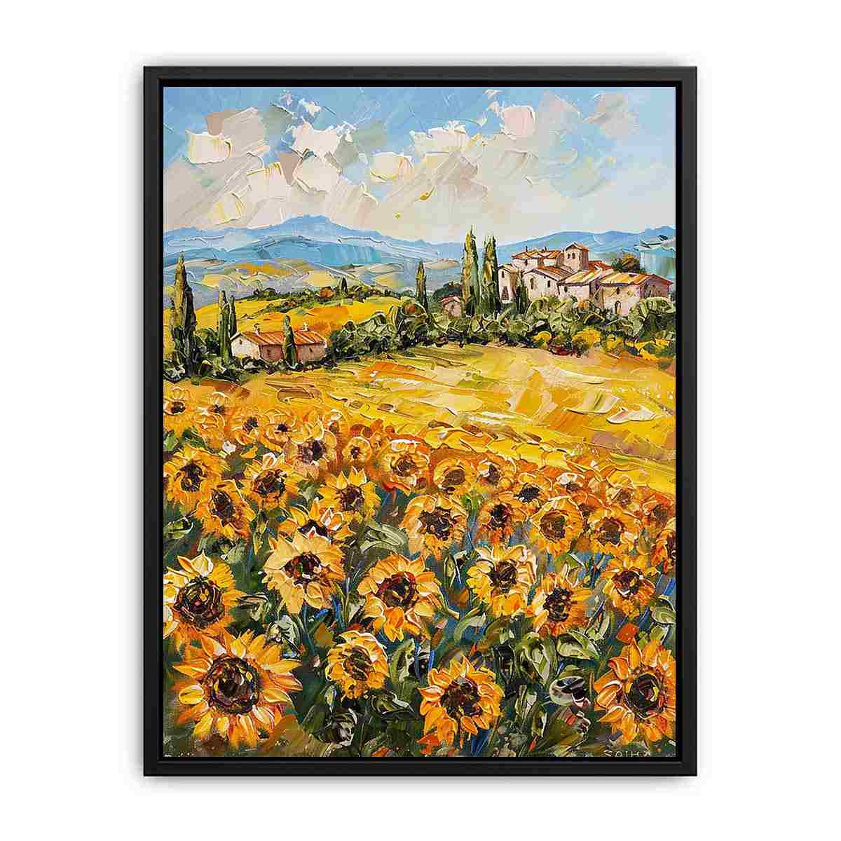 Sunflower Field Valley Painting