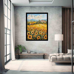 Sunflower Field Valley Painting