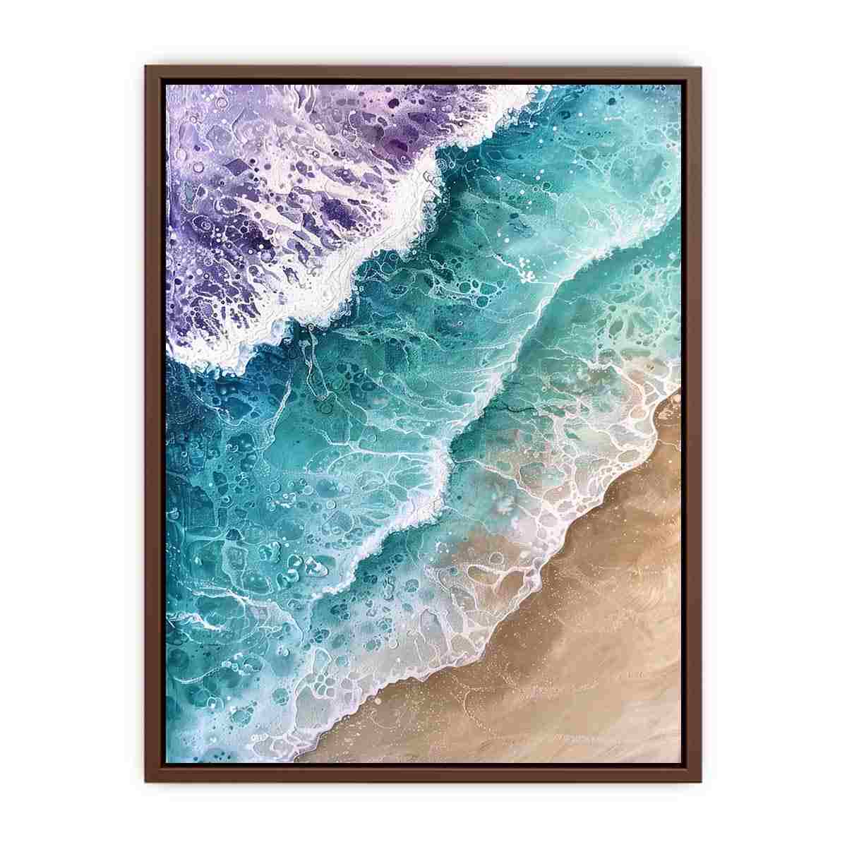 Teal Beach Ocean waves  Painting  Art Print