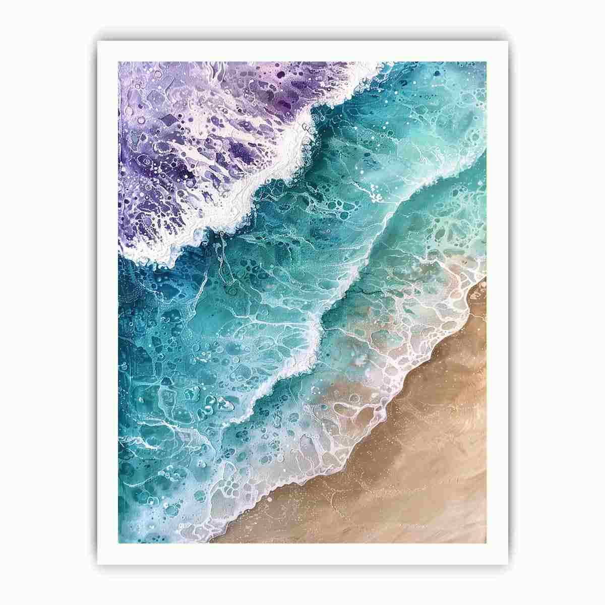 Teal Beach Ocean waves  Painting