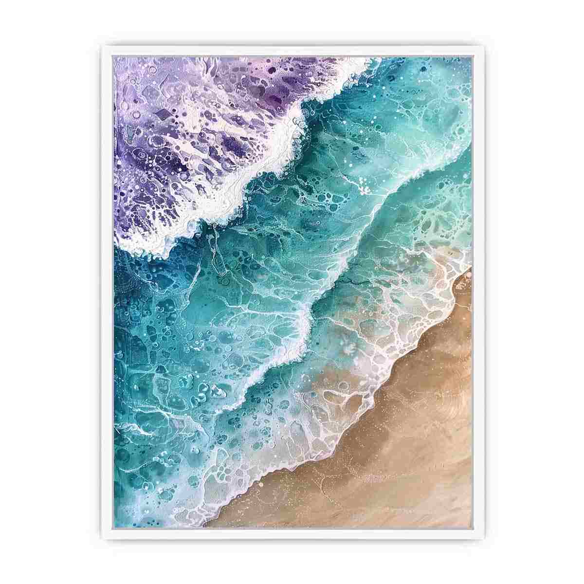 Teal Beach Ocean waves  Painting   canvas print