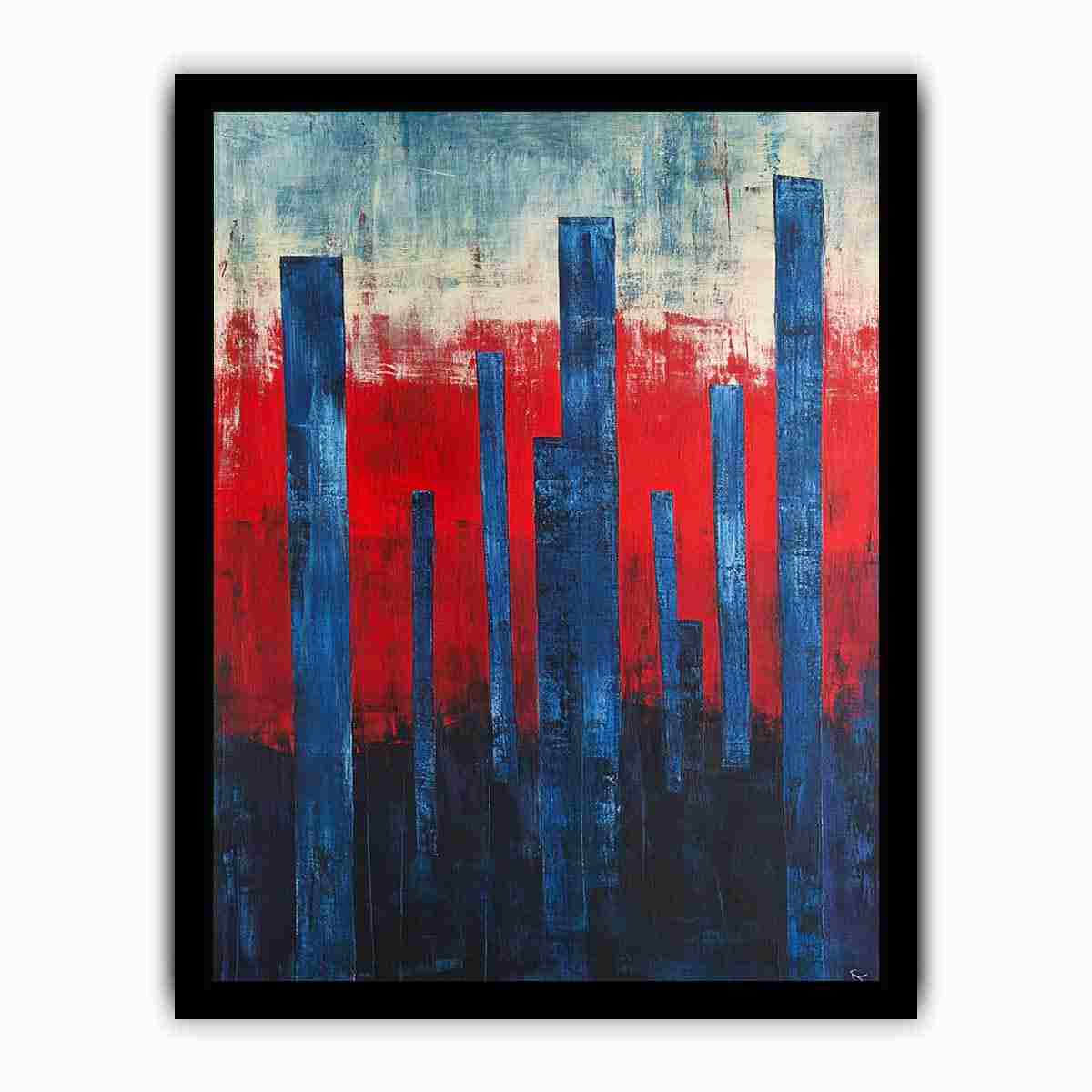 Blue Poles Abstract Painting