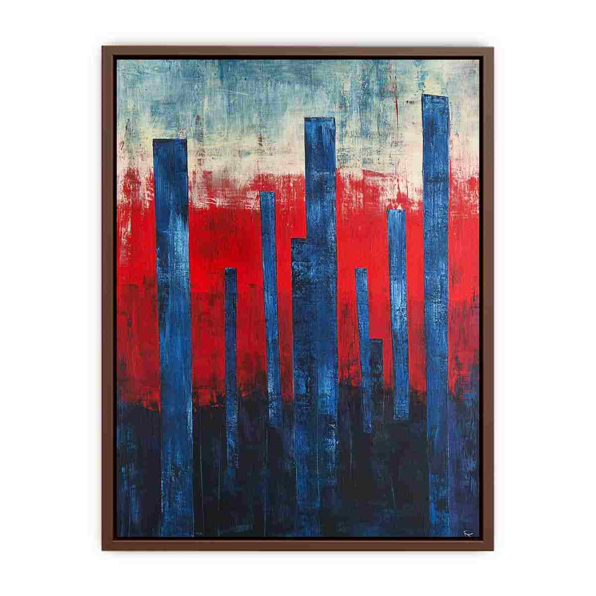 Blue Poles Abstract Painting Art Print