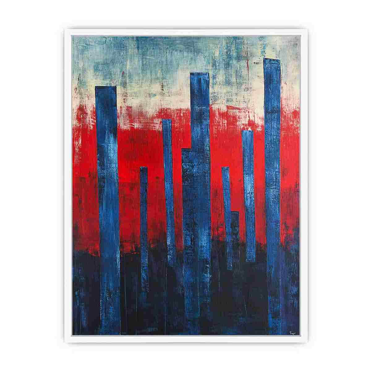 Blue Poles Abstract Painting  canvas print