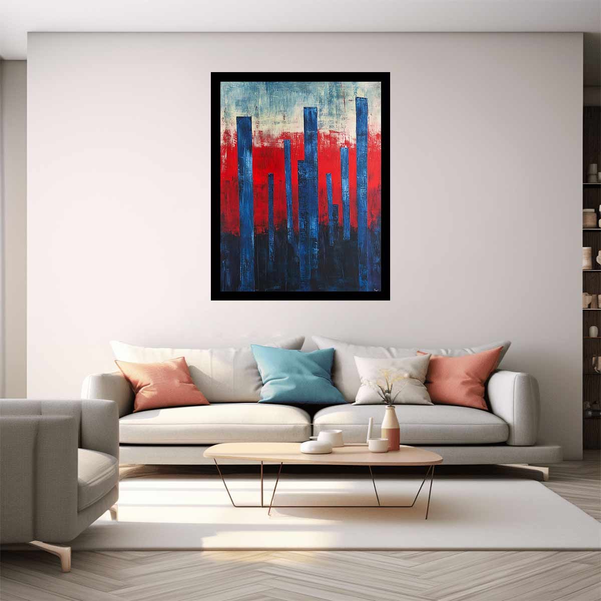 Blue Poles Abstract Painting