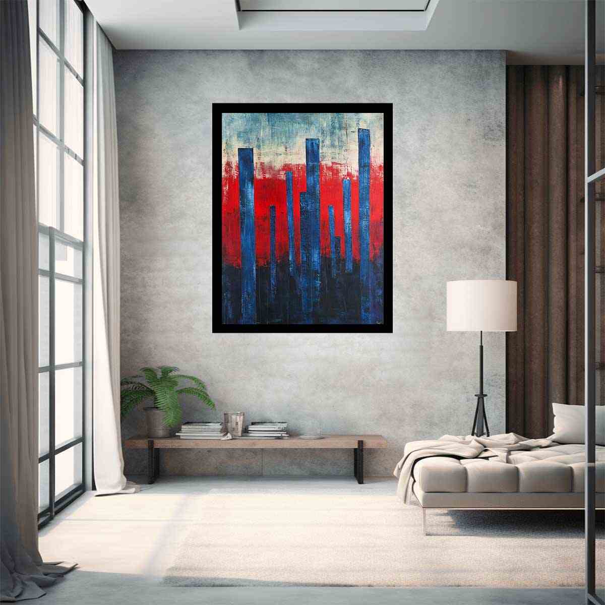 Blue Poles Abstract Painting