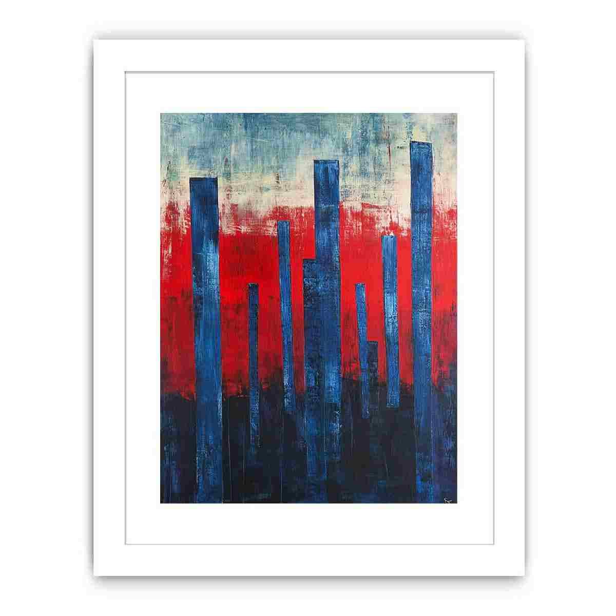 Blue Poles Abstract Painting Painting