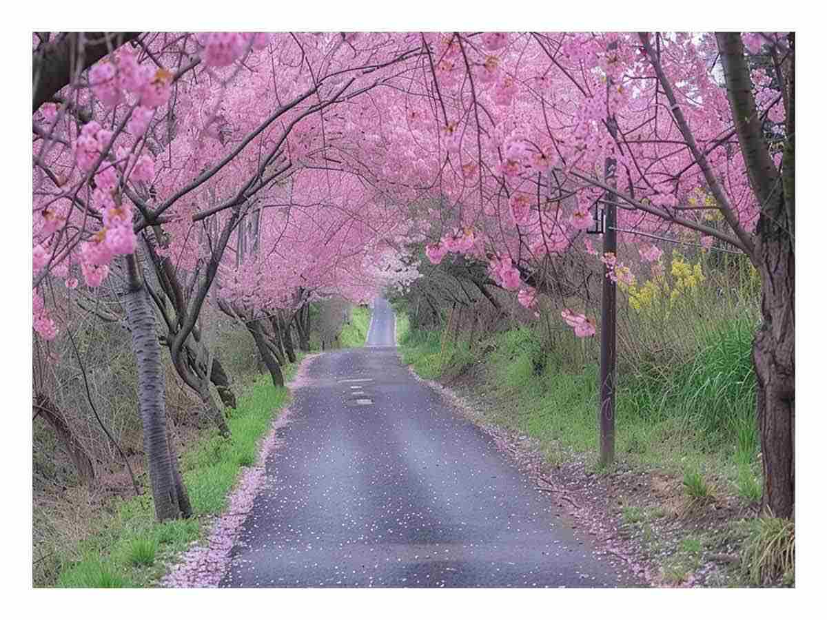 Cherry Blossom Path Canvas painting  Print
