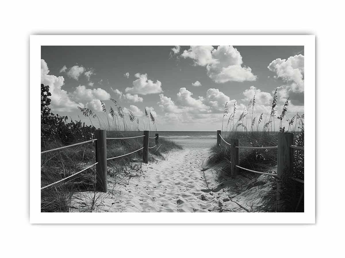 Beach Path Canvas Print balck & white Photogrpahy