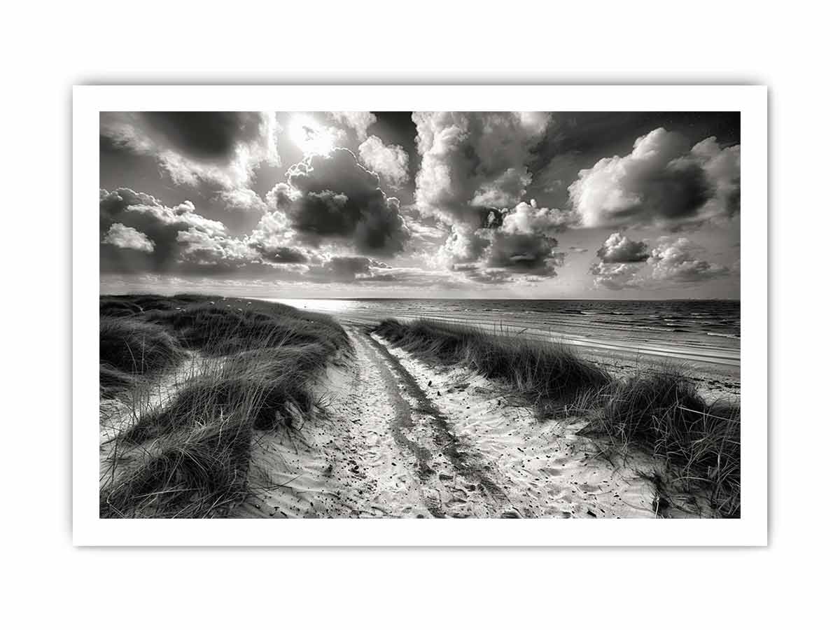 Beach Path  balck & white Canvas Print
