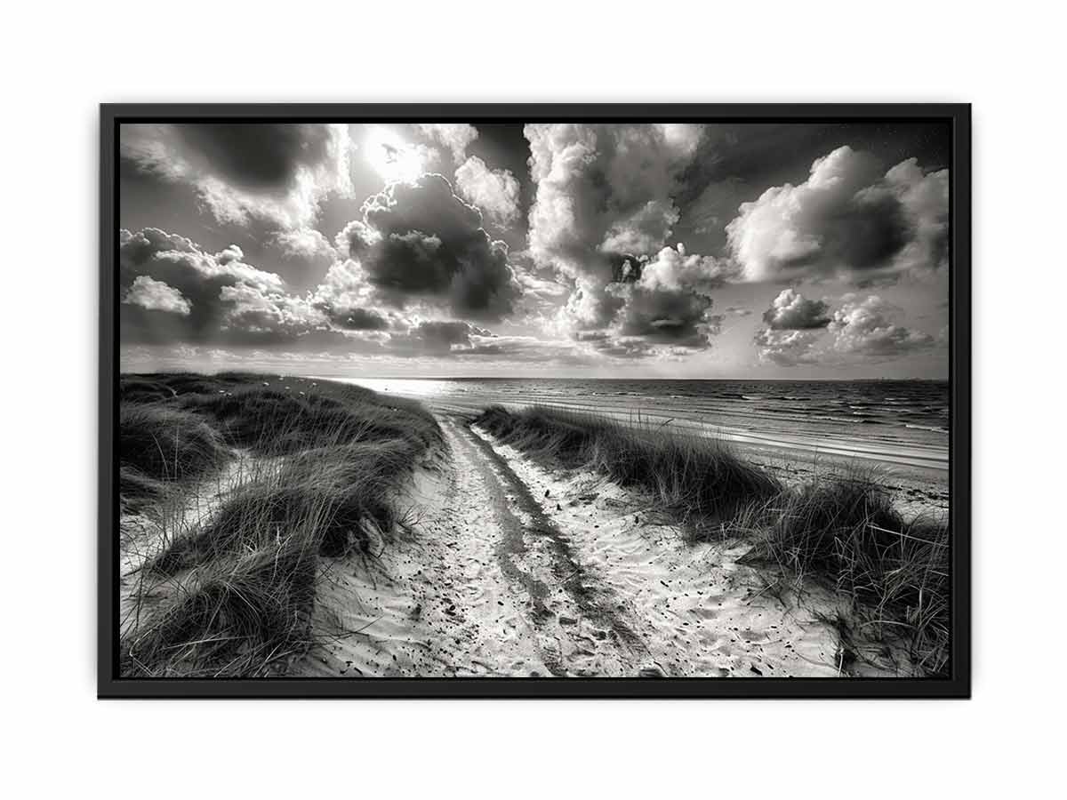 Beach Path  balck & white Canvas Print
