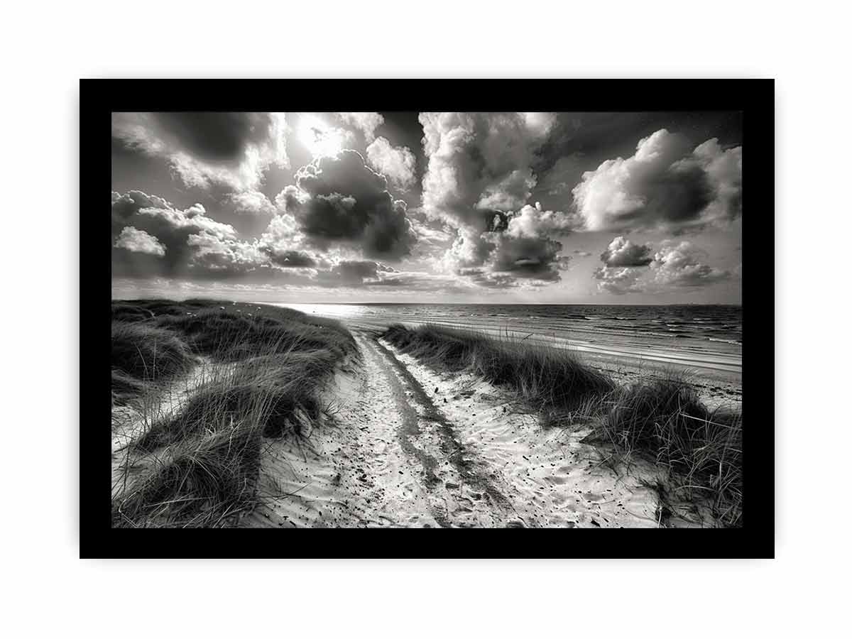 Beach Path  balck & white Canvas Print
