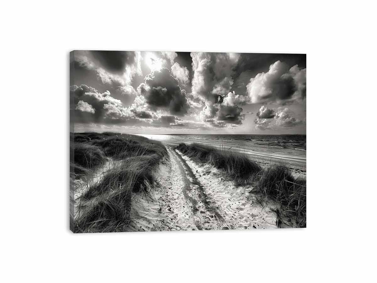 Beach Path  balck & white Canvas Print