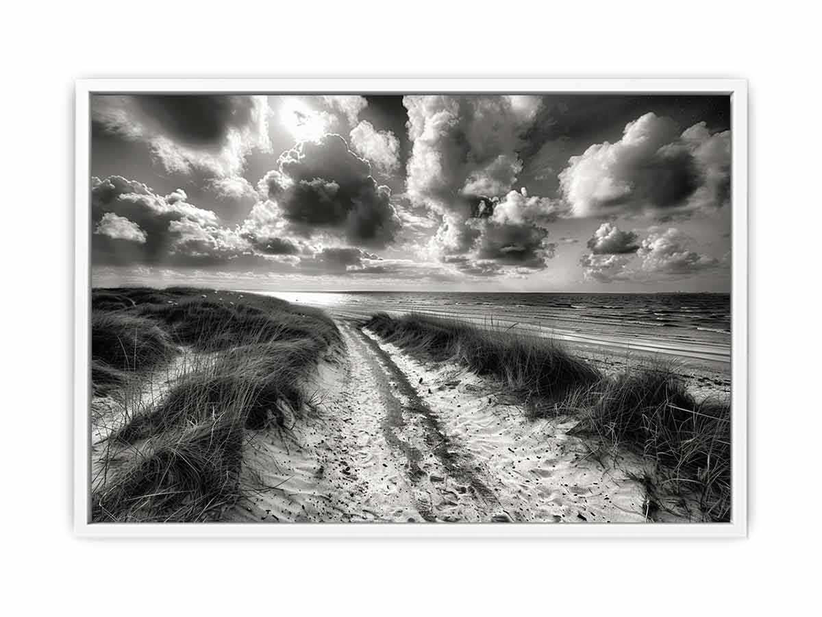 Beach Path  balck & white Canvas Print
