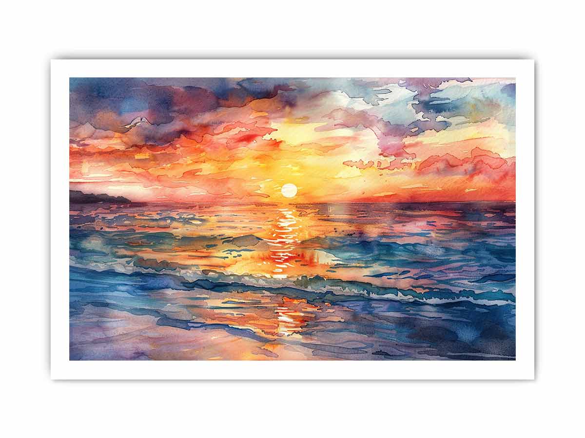 Beach  Canvas Sunset Painting Print