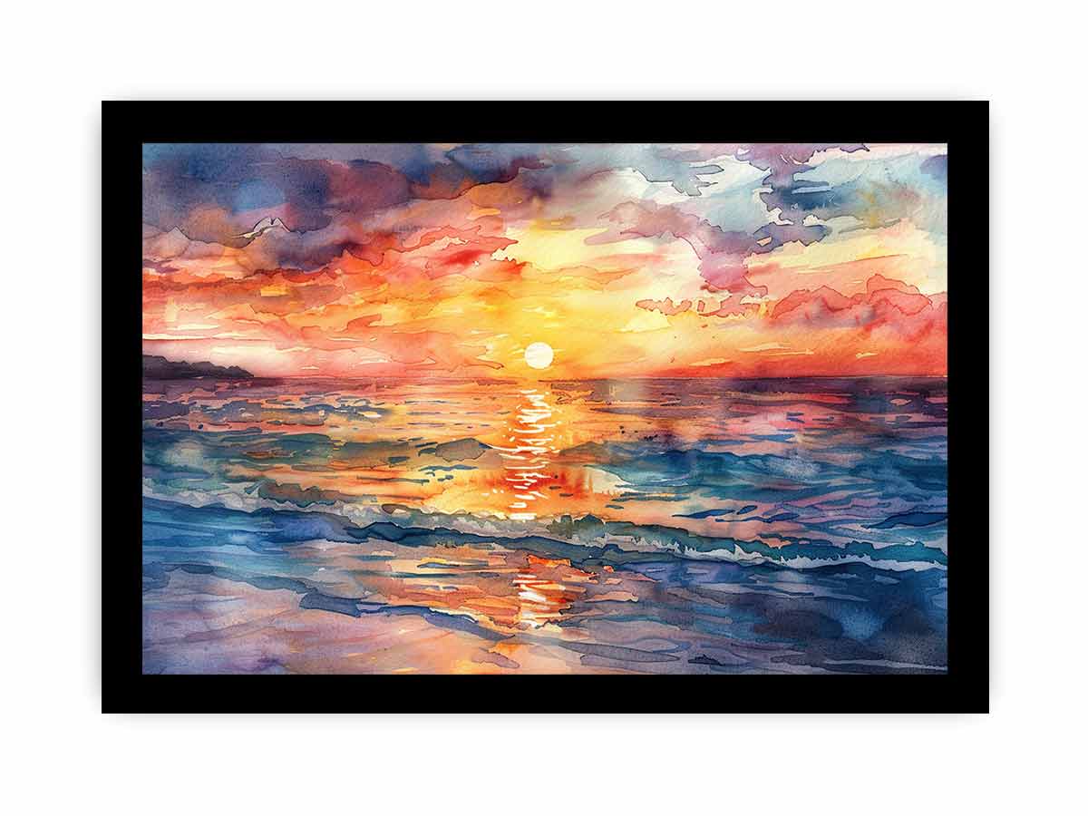 Beach  Canvas Sunset Painting Print
