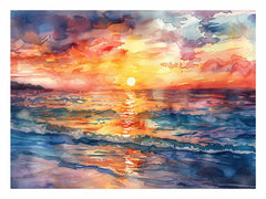 Beach  Canvas Sunset Painting Print