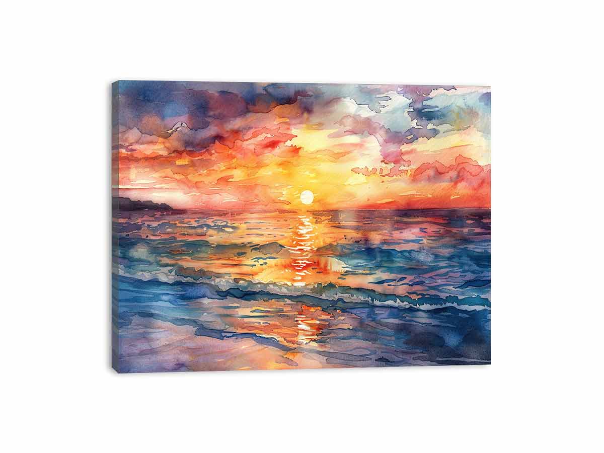 Beach  Canvas Sunset Painting Print