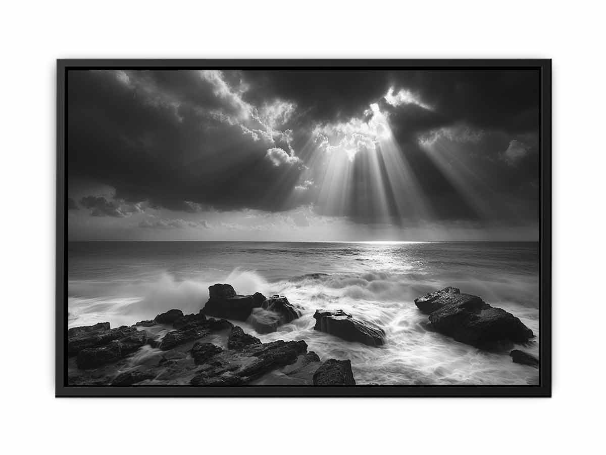 Spotlight beach Photogrpahy Black white  Canvas Print