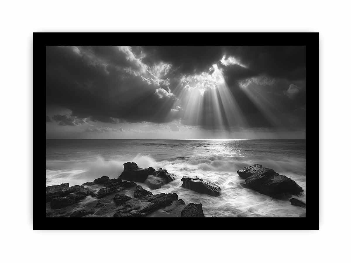 Spotlight beach Photogrpahy Black white  Canvas Print