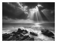 Spotlight beach Photogrpahy Black white  Canvas Print