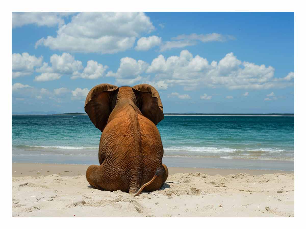 Elephant on the beach Canvas Print