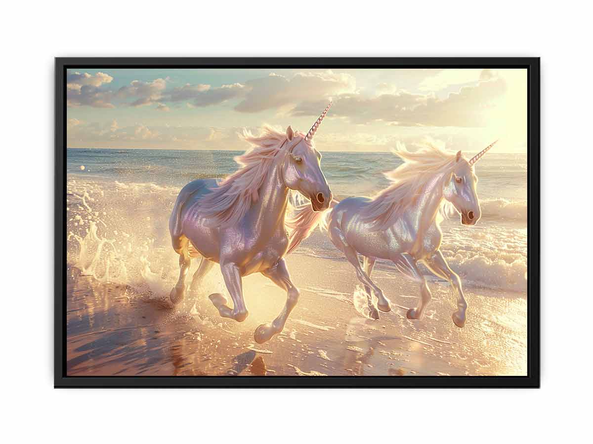 Along the Beach Unicorn Canvas Print