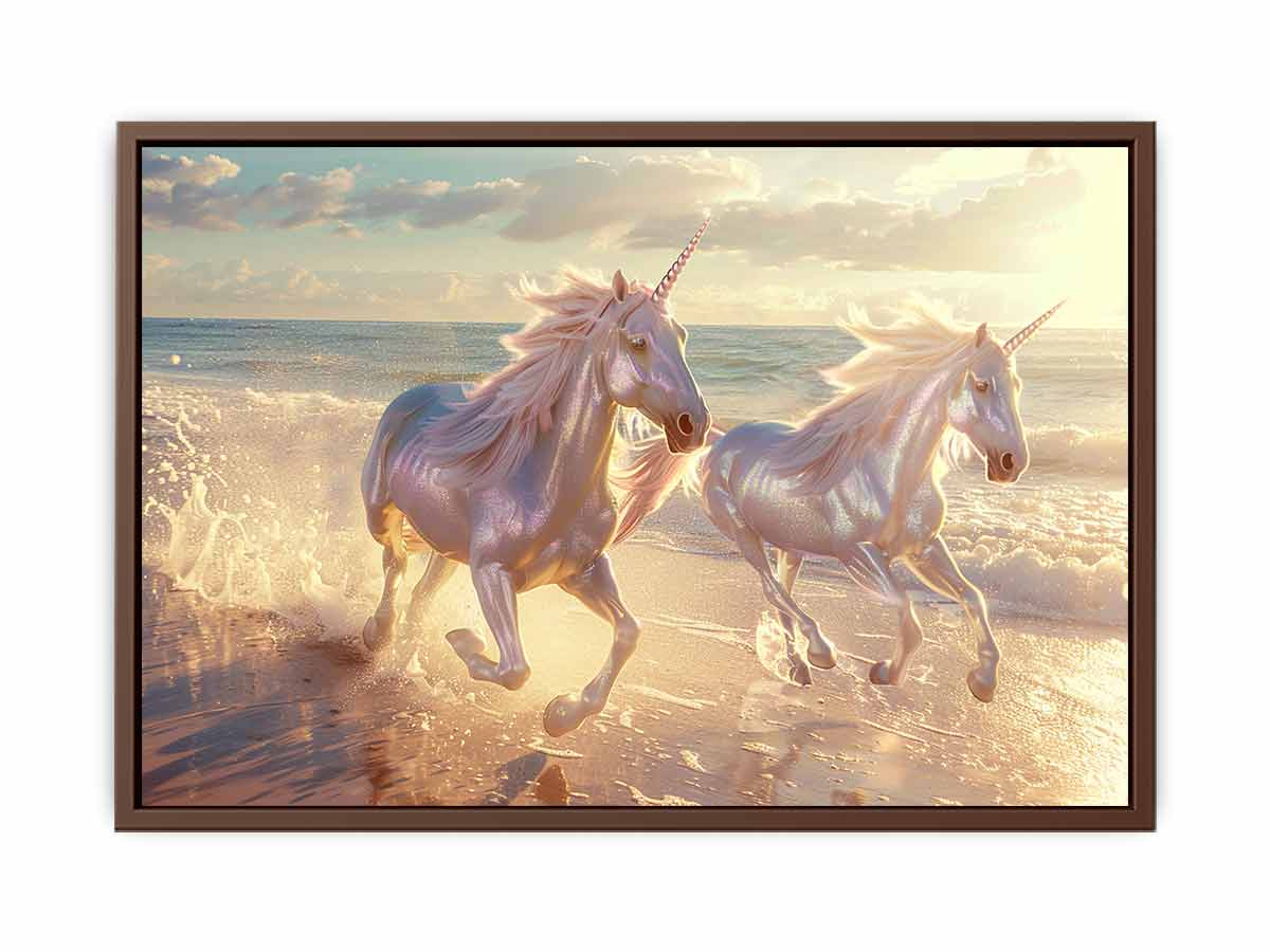 Along the Beach Unicorn Canvas Print