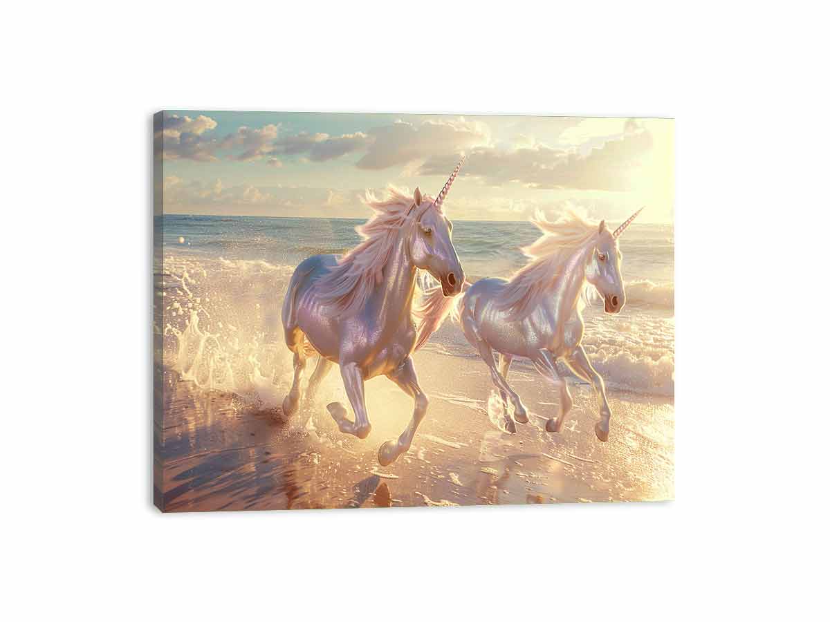 Along the Beach Unicorn Canvas Print