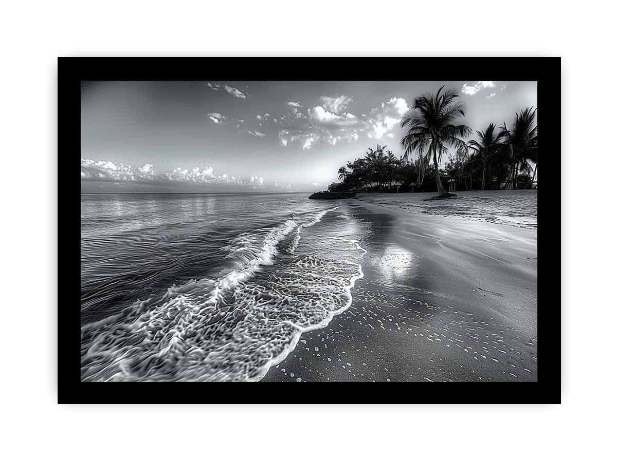 Beach  black & white Canvas Print