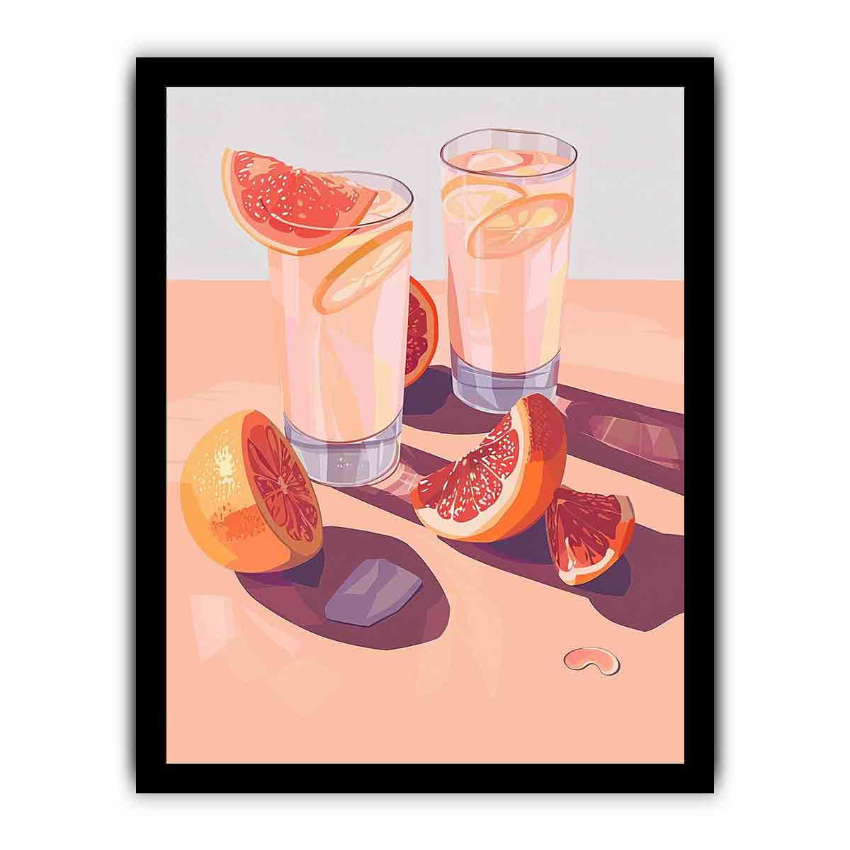 Beautiful Summar Drinks Still Life Painting  Framed poster