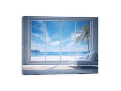 Beach Window Art Canvas Print