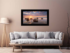beach Stone Sunset Canvas Print