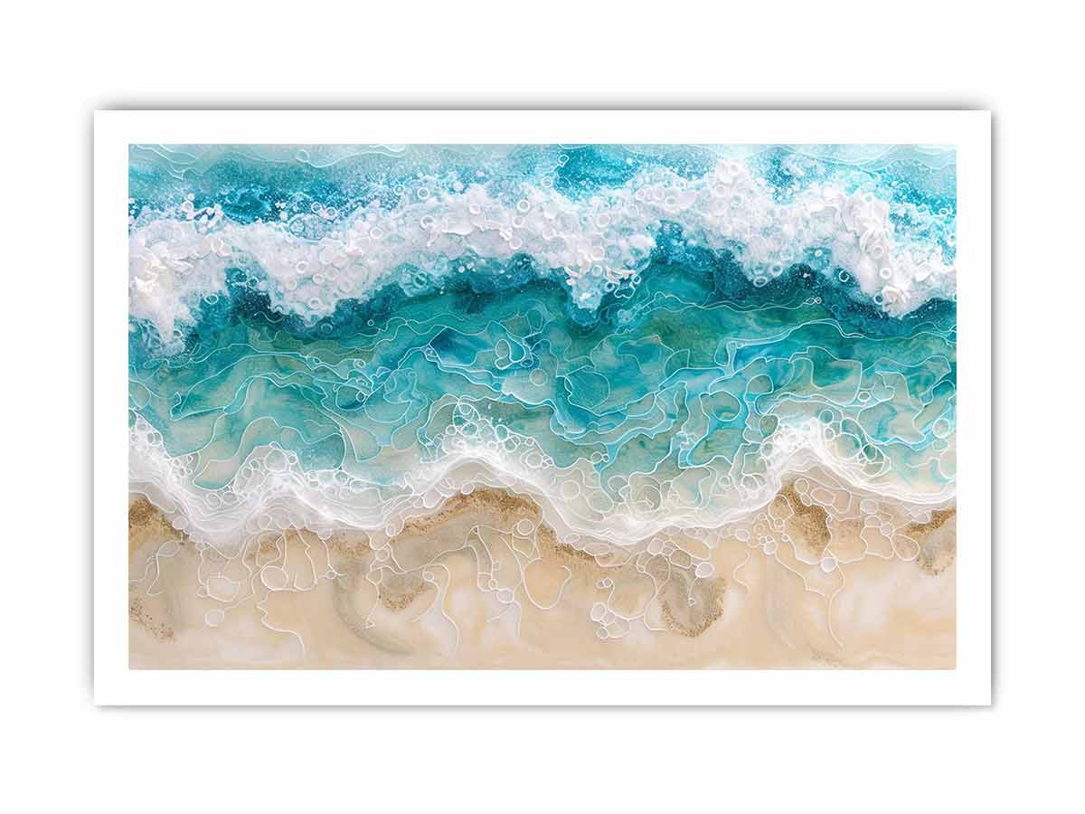 Birds Eye View Beach Canvas  Painting Print